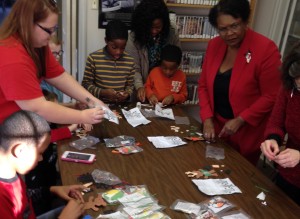 Making decorations.